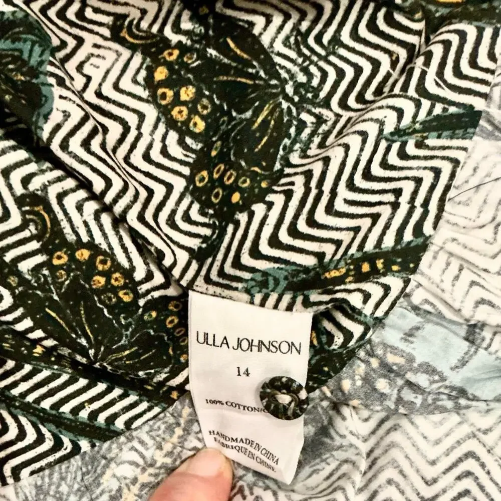 Ulla Johnson‎ Carlotta Blouse Puff Sleeve Cotton Portofino Print Size 14